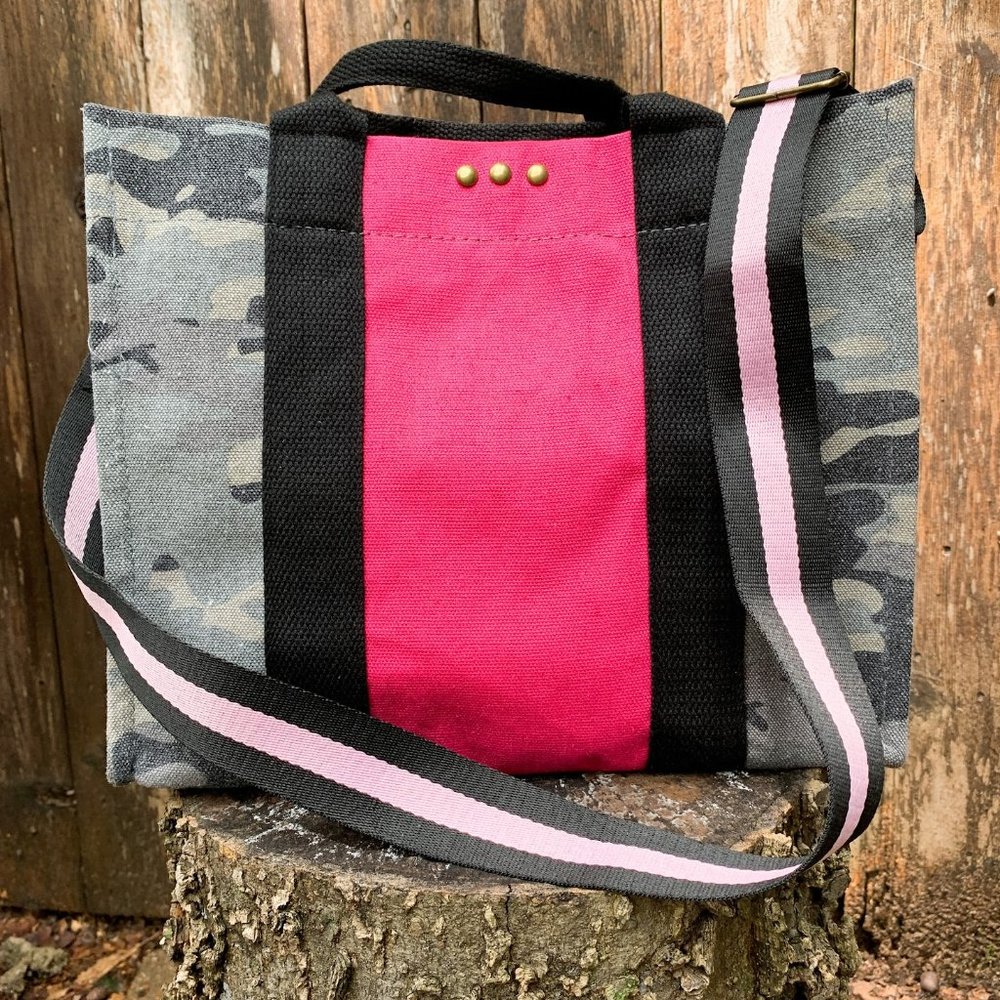 Canvas Crossbody Tote Bag with detachable strap